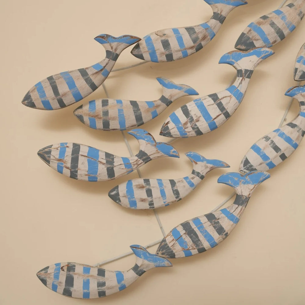 TIMBER KALA'S SCHOOL OF FISH  BLUE STRIPES  FOR DECOR
