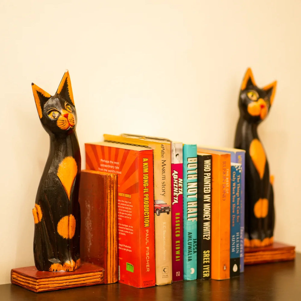 TIMBER KALA'S CAT BOOKENDS FOR DECOR