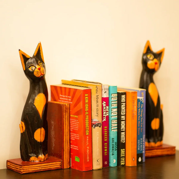 TIMBER KALA'S CAT BOOKENDS FOR DECOR