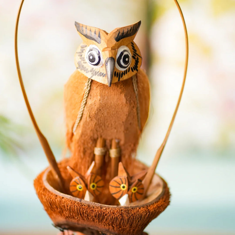 TIMBER KALA’S OWL BIG WITH OWLETS CELESTIAL CHIMES FOR OUTDOORS