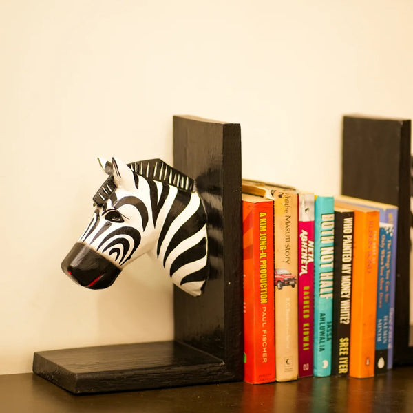 TIMBER KALA'S ZEBRA BOOKENDS FOR DECOR