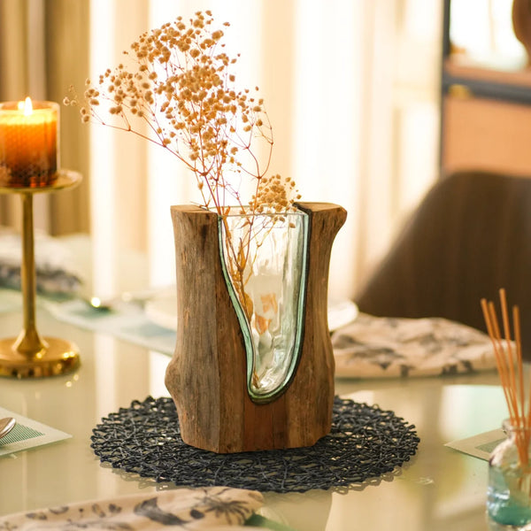 TIMBER KALA'S VALLEY VASE V GLASS ROOTS FOR DECOR