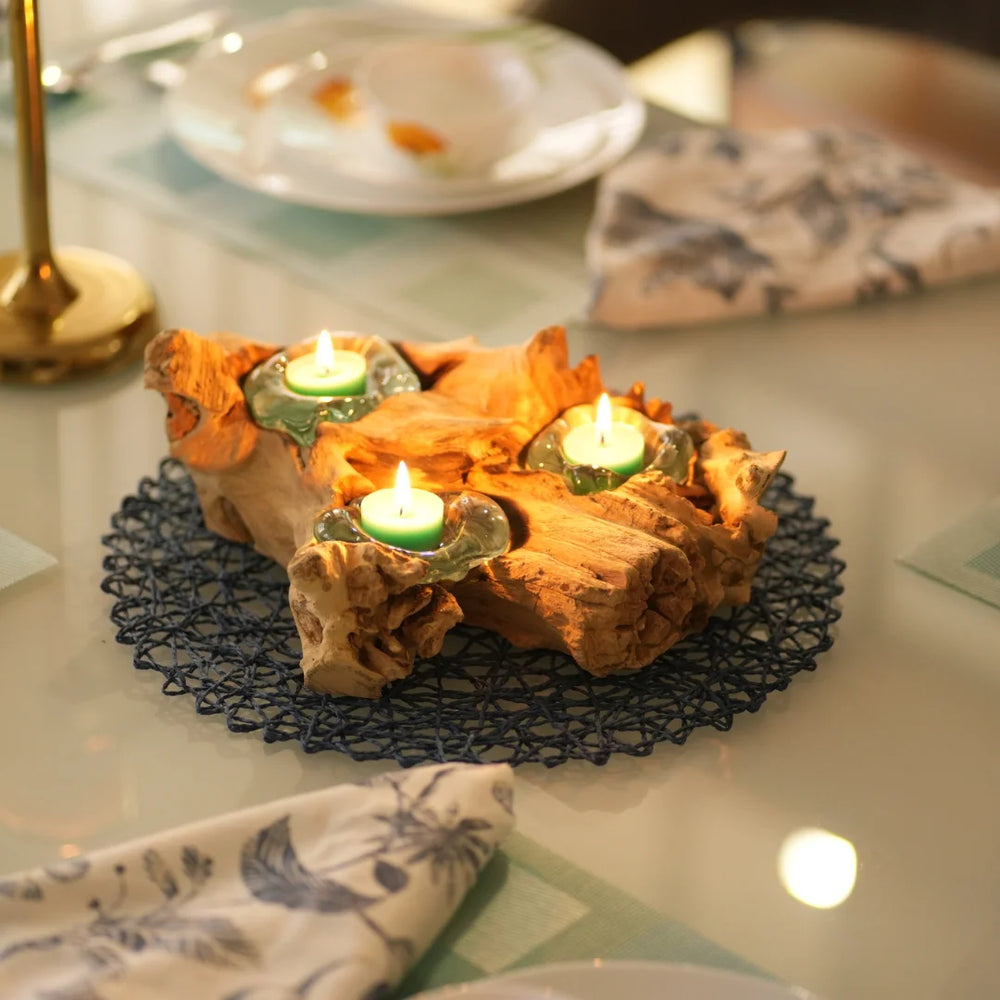 TIMBER KALA'S 3 GLASS TRIANGLE WOODFIRE FOR DECOR