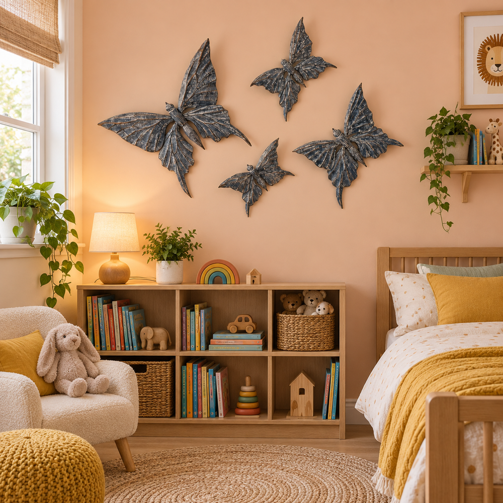 TIMBER KALA'S SET OF 4 BUTTERFLY TIMBER WINGS FOR DECOR