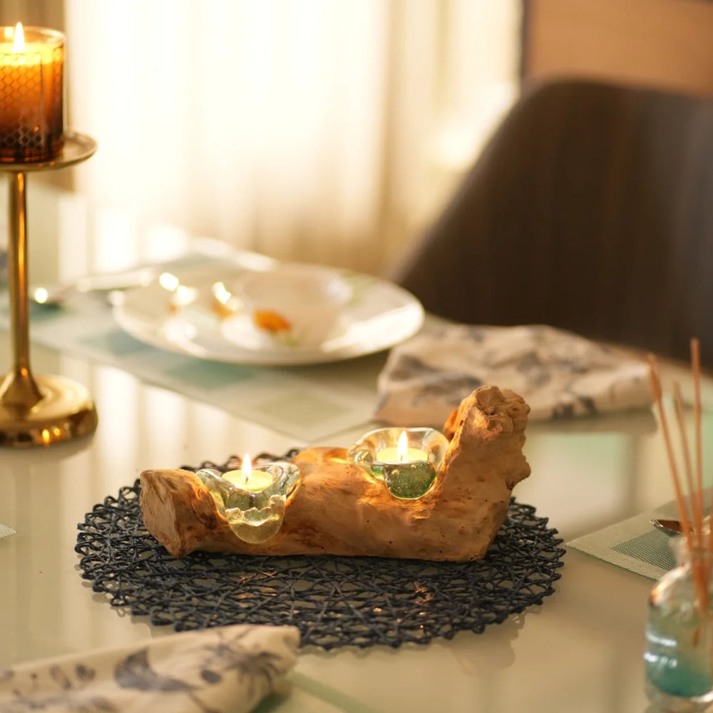 TIMBER KALA'S  2 GLASS WOODFIRE FOR DECOR