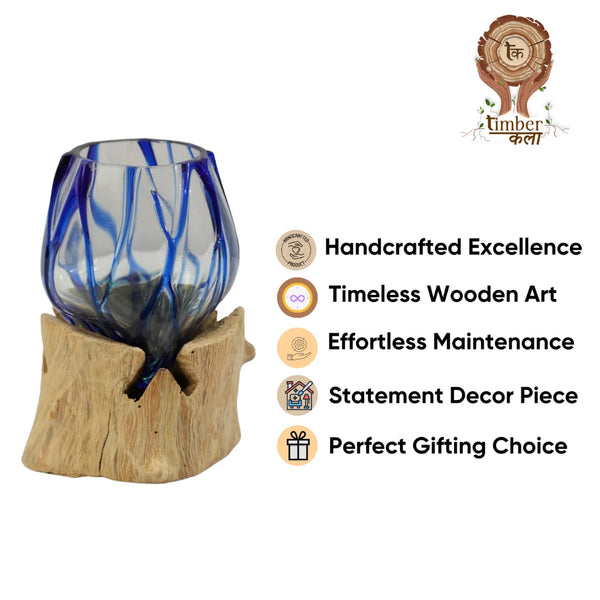 TIMBER KALA'S BLUE LINE GLASS ROOTS FOR DECOR