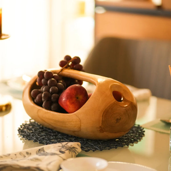 TIMBER KALA'S HANDCRAFTED EARTH BOWL WITH HANDLE FOR DECOR