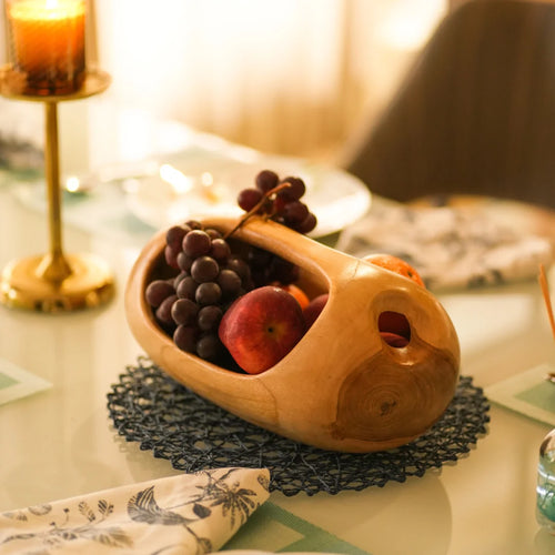 TIMBER KALA'S HANDCRAFTED EARTH BOWL WITH HANDLE FOR DECOR