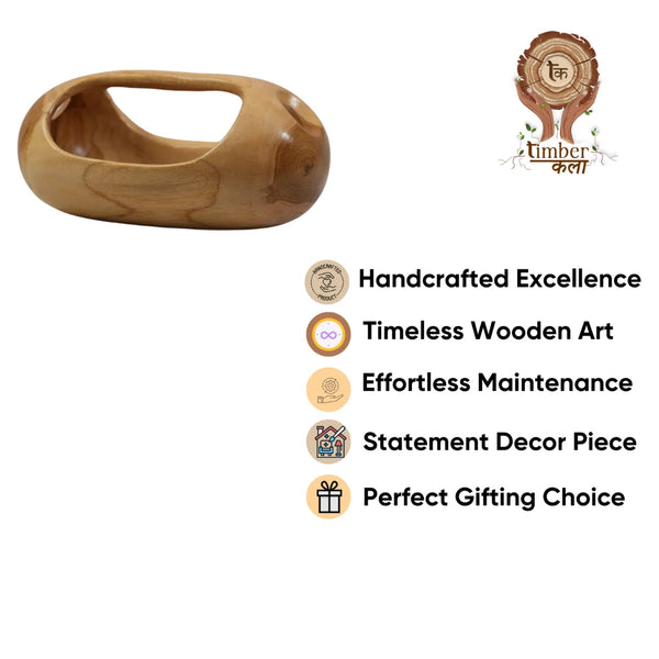 TIMBER KALA'S HANDCRAFTED EARTH BOWL WITH HANDLE FOR DECOR