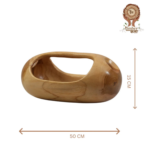 TIMBER KALA'S HANDCRAFTED EARTH BOWL WITH HANDLE FOR DECOR