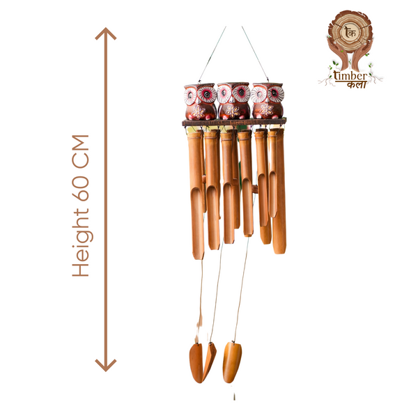 TIMBER KALA’S OWLS 3 CELESTIAL CHIMES FOR OUTDOORS
