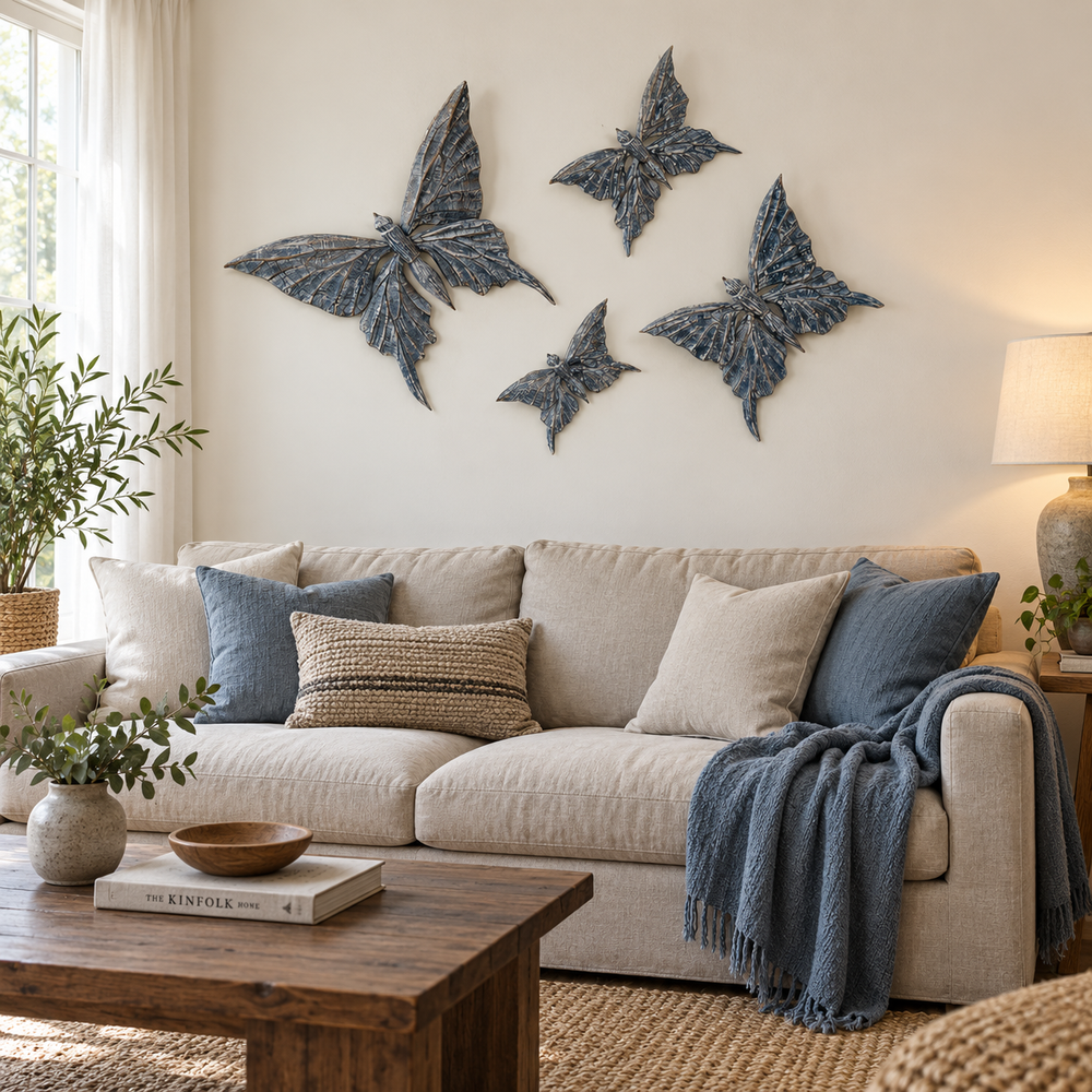 TIMBER KALA'S SET OF 4 BUTTERFLY TIMBER WINGS FOR DECOR