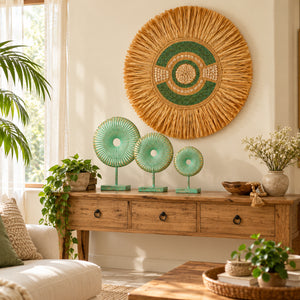 GRASS WOOD FUSION WITH RUSTIC ROUNDS FOR DECOR