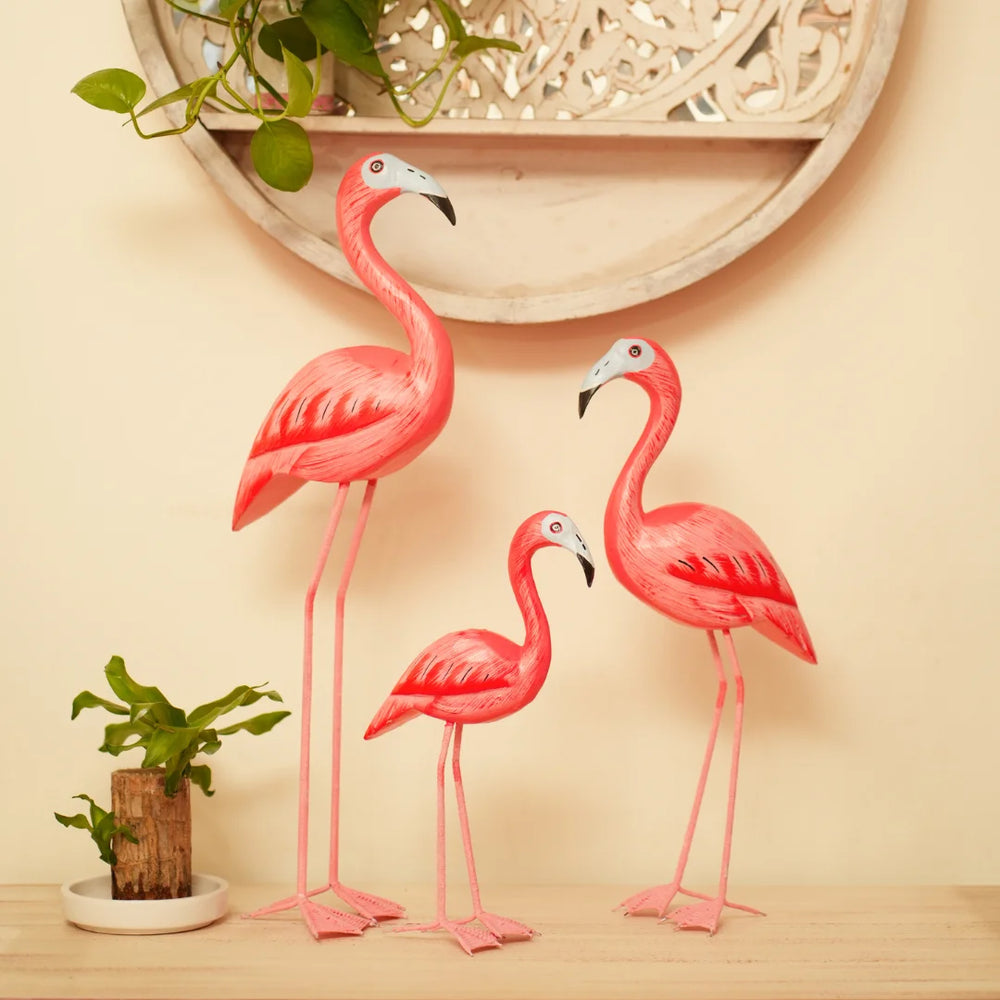 TIMBER KALA'S PINK FLAMINGO FUSION FOR DECOR - SET OF 3 PC'S