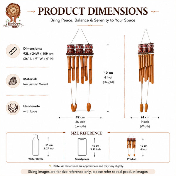 TIMBER KALA’S OWLS 3 CELESTIAL CHIMES FOR OUTDOORS