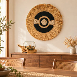 TIMBER KALA'S GLASS ON WOOD BOWL WITH GRASS WOOD FUSION FOR DECOR