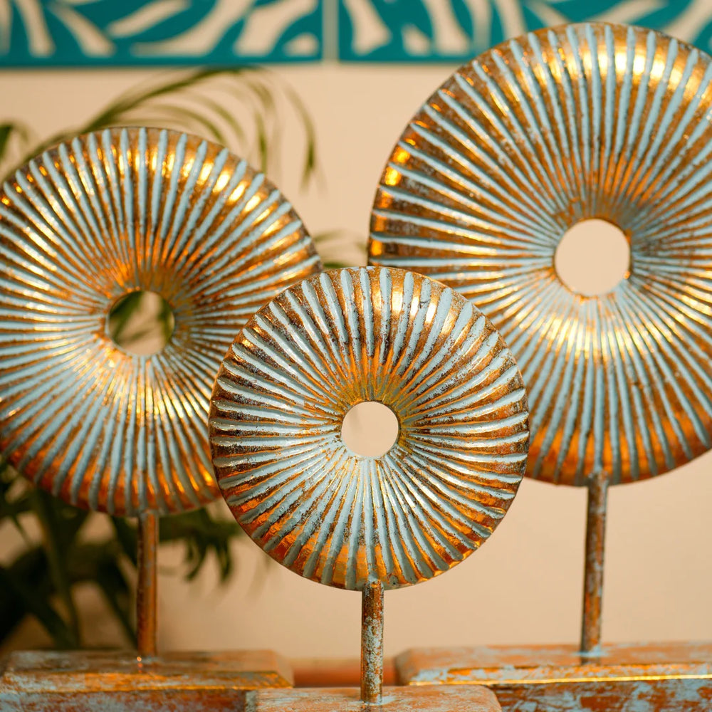 #TurquioseGoldRusticRoundDonut