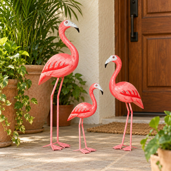 TIMBER KALA'S PINK FLAMINGO FUSION FOR DECOR - SET OF 3 PC'S