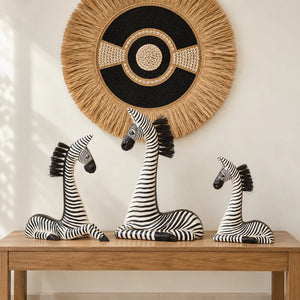 TIMBER KALA'S RESTING ZEBRA WITH GRASS WOOD FUSION FOR DECOR
