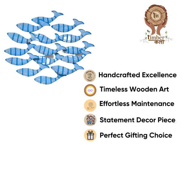 TIMBER KALA'S SCHOOL OF BLUE STRIPES FISH FOR DECOR