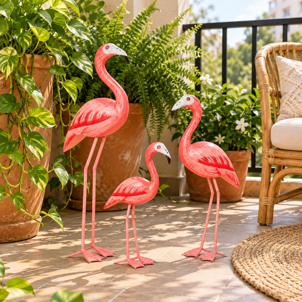 TIMBER KALA'S PINK FLAMINGO FUSION FOR DECOR - SET OF 3 PC'S
