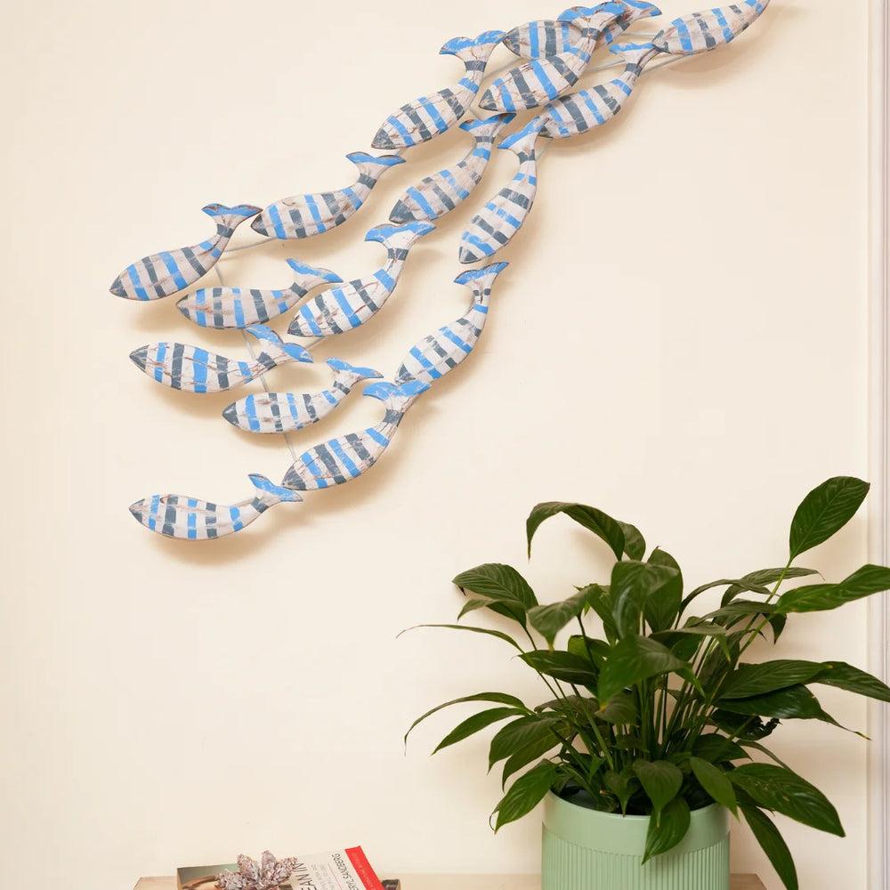 TIMBER KALA'S SCHOOL OF FISH  BLUE STRIPES  FOR DECOR
