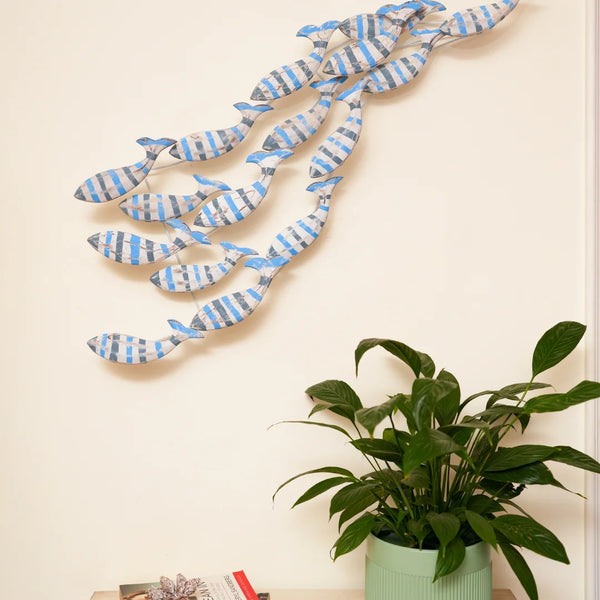 TIMBER KALA'S SCHOOL OF FISH  BLUE STRIPES  FOR DECOR