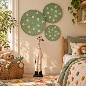 TIMBER KALA'S RAINBOW GIRAFFE WITH BAMBOO BLISS FOR DECOR