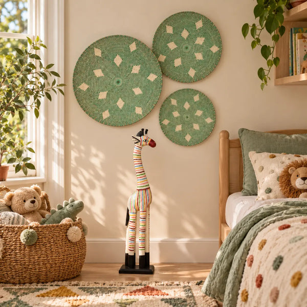 TIMBER KALA'S RAINBOW GIRAFFE WITH BAMBOO BLISS FOR DECOR