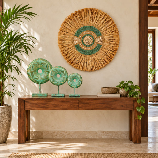 GRASS WOOD FUSION WITH RUSTIC ROUNDS FOR DECOR