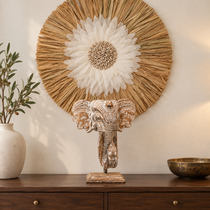 TIMBER KALA'S GANESHA ON STAND WITH GRASS WOOD FUSION