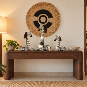 TIMBER KALA'S RESTING ZEBRA WITH GRASS WOOD FUSION FOR DECOR