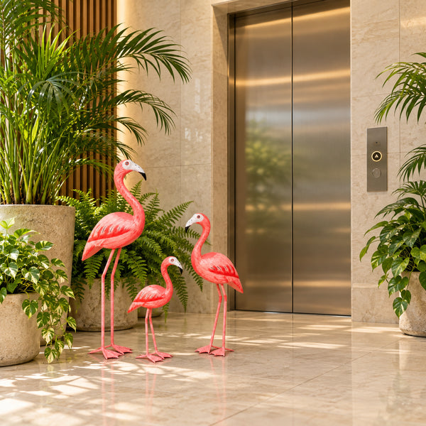 TIMBER KALA'S PINK FLAMINGO FUSION FOR DECOR - SET OF 3 PC'S
