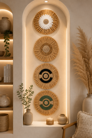 TIMBER KALA'S SET OF FOUR GRASS WOOD FUSIONS FOR DECOR