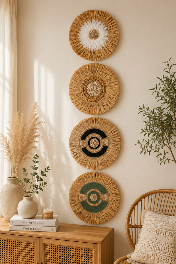 TIMBER KALA'S SET OF FOUR GRASS WOOD FUSIONS FOR DECOR