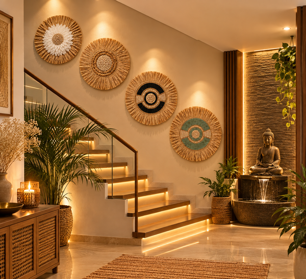 TIMBER KALA'S SET OF FOUR GRASS WOOD FUSIONS FOR DECOR