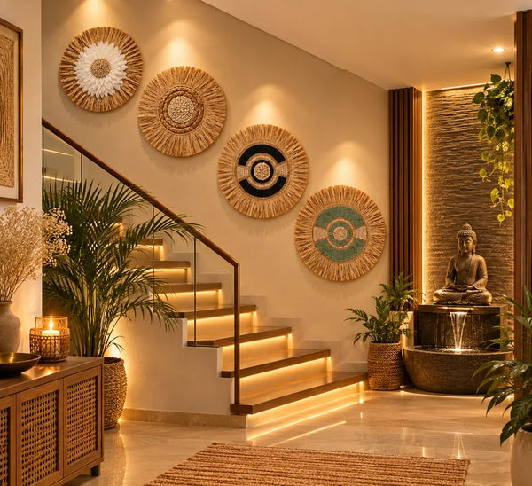 TIMBER KALA'S SET OF FOUR GRASS WOOD FUSIONS FOR DECOR