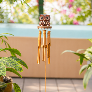 TIMBER KALA’S OWLS SINGLE CELESTIAL CHIMES FOR OUTDOORS