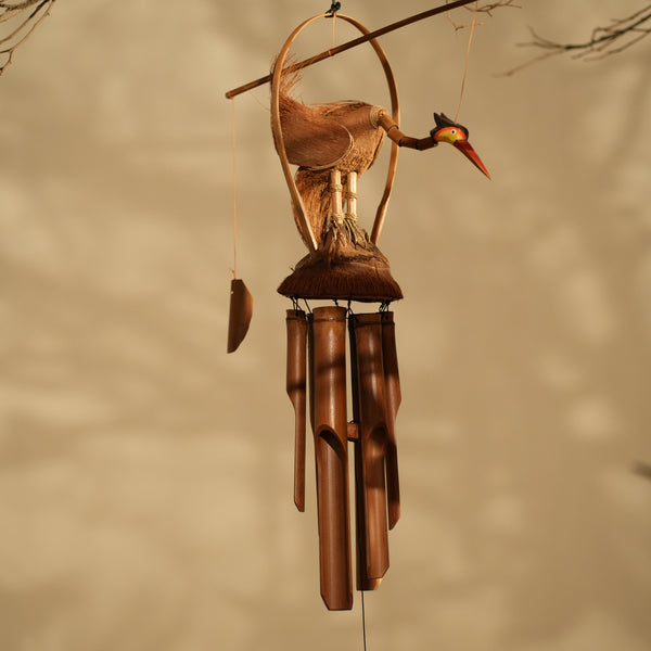 TIMBERKALA'S SINGLE DANCING CRANE CELESTIAL CHIMES FOR DECOR