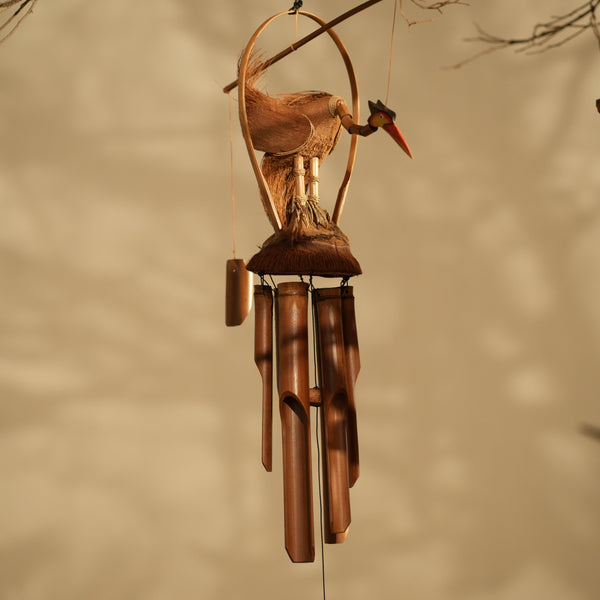 TIMBERKALA'S SINGLE DANCING CRANE CELESTIAL CHIMES FOR DECOR