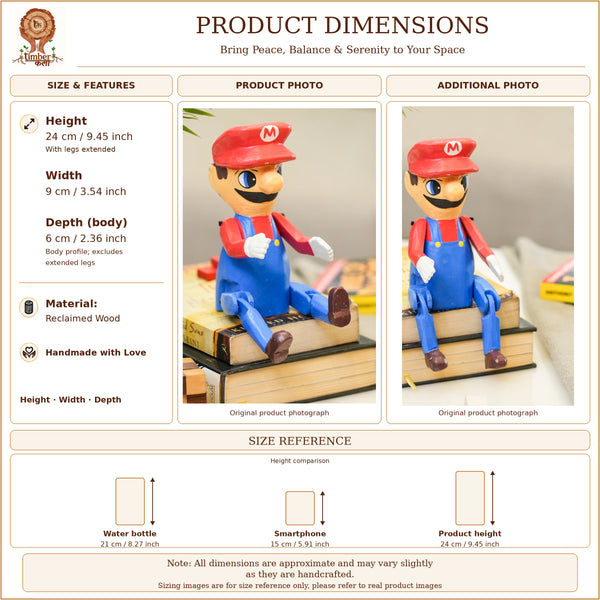 TIMBER KALA'S MARIO HANDCRAFTED HEROES FOR DECOR