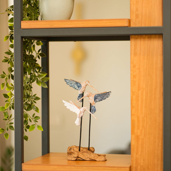 TIMBER KALA'S HUMMING BIRD TRIO ON WOOD FOR DECOR