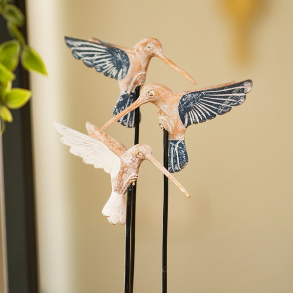 TIMBER KALA'S HUMMING BIRD TRIO ON WOOD FOR DECOR