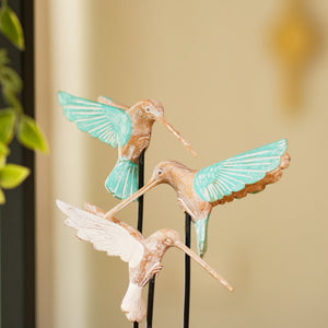 TIMBER KALA'S HUMMING BIRD TRIO ON WOOD FOR DECOR