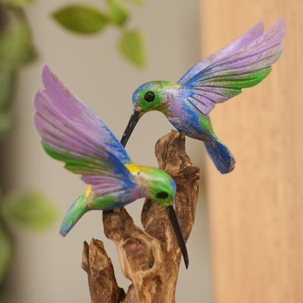 #MulticolorDoubleHummingBirdOnDriftwood