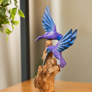 #BlueWingsDoubleHummingBirdOnDriftwood