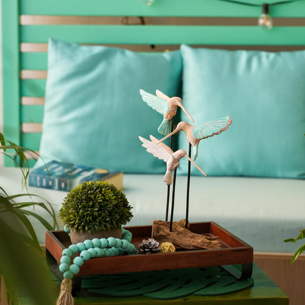 TIMBER KALA'S HUMMING BIRD TRIO ON WOOD FOR DECOR