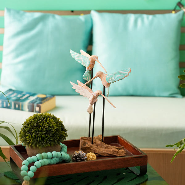 TIMBER KALA'S HUMMING BIRD TRIO ON WOOD FOR DECOR