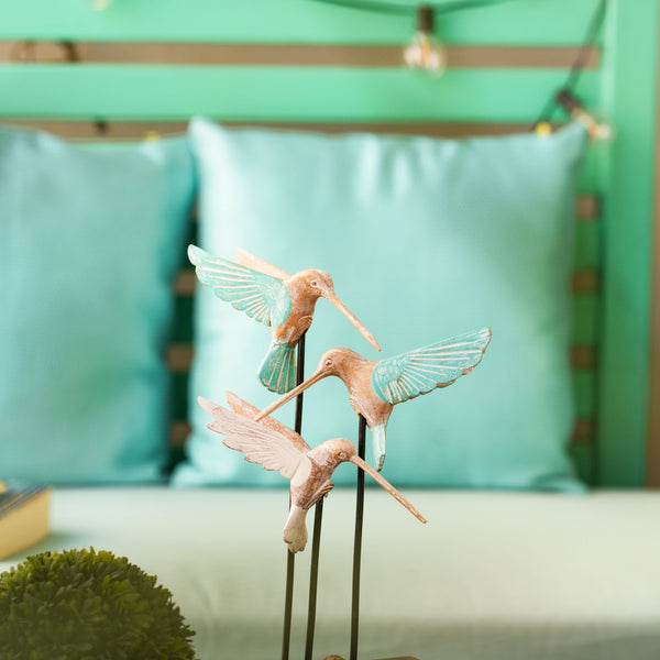 TIMBER KALA'S HUMMING BIRD TRIO ON WOOD FOR DECOR
