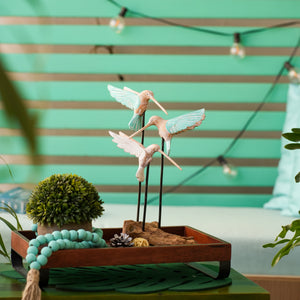 TIMBER KALA'S HUMMING BIRD TRIO ON WOOD FOR DECOR